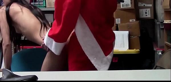  Naught Shoplifter Teen Fucked By Fake Santa at Mall